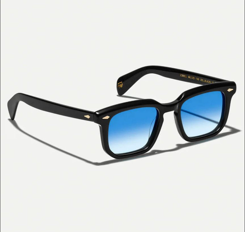 Black sunglasses with blue gradient lenses
