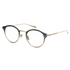 Round eyeglasses with moss and gold frame