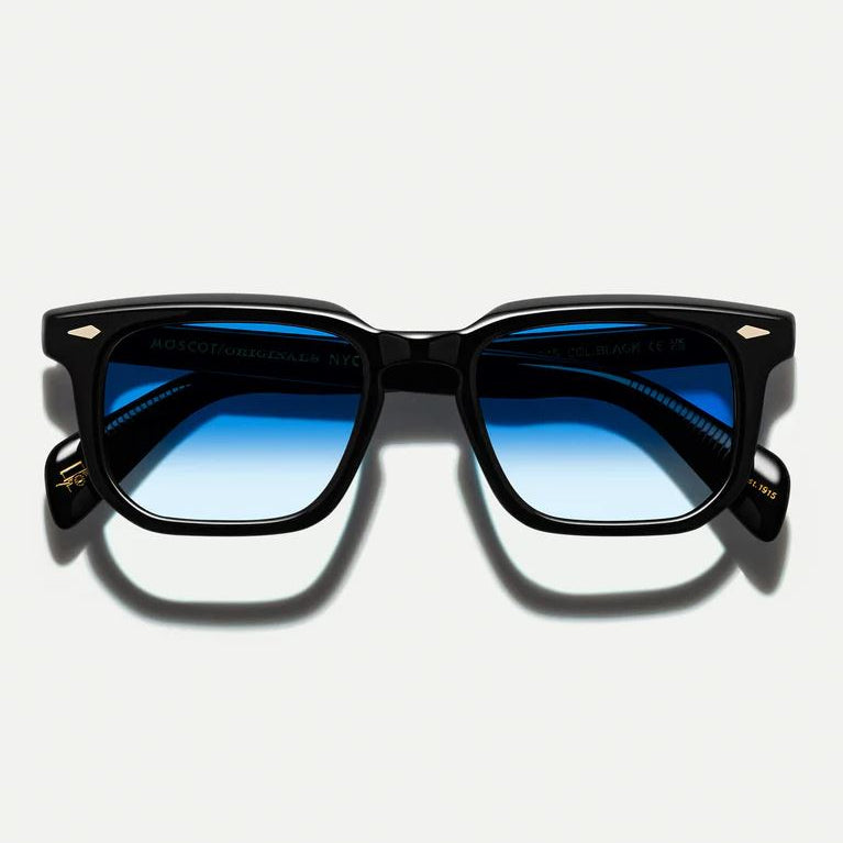 Black sunglasses with blue gradient lenses 